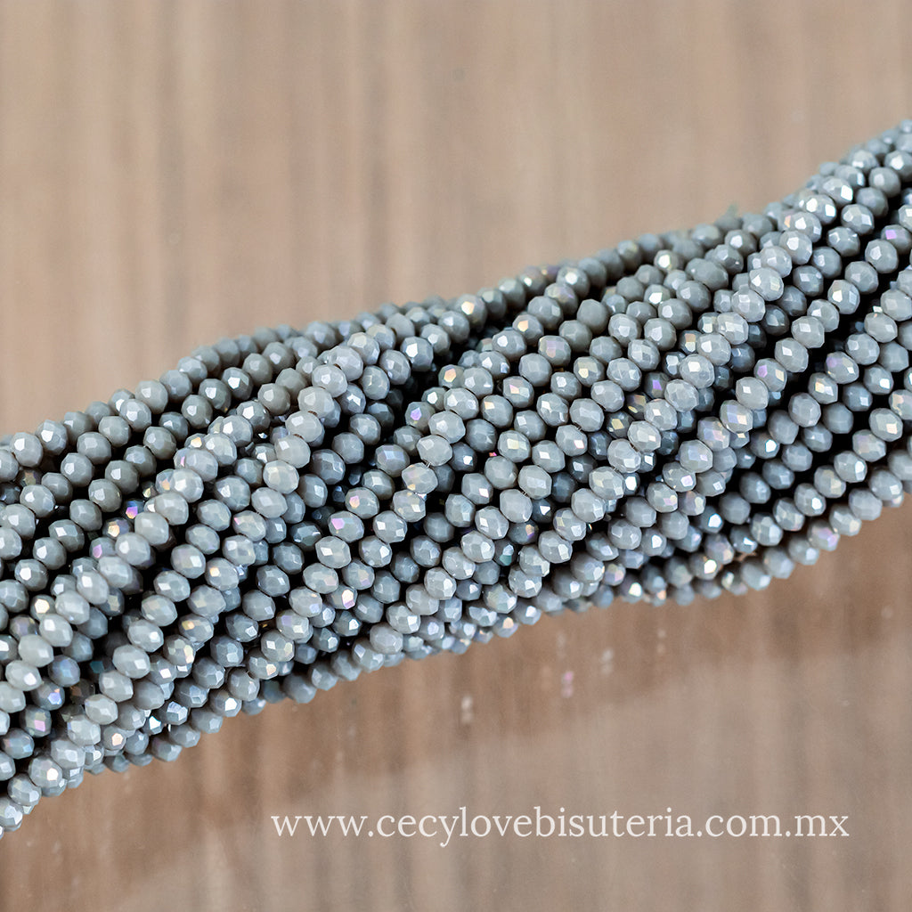 Cristal Rondel Gris Mate 2 mm
