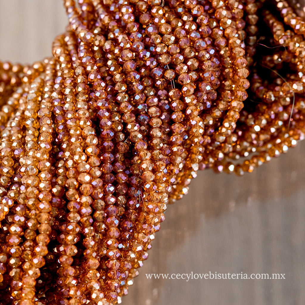 Cristal Rondel Cobrizo 2 mm
