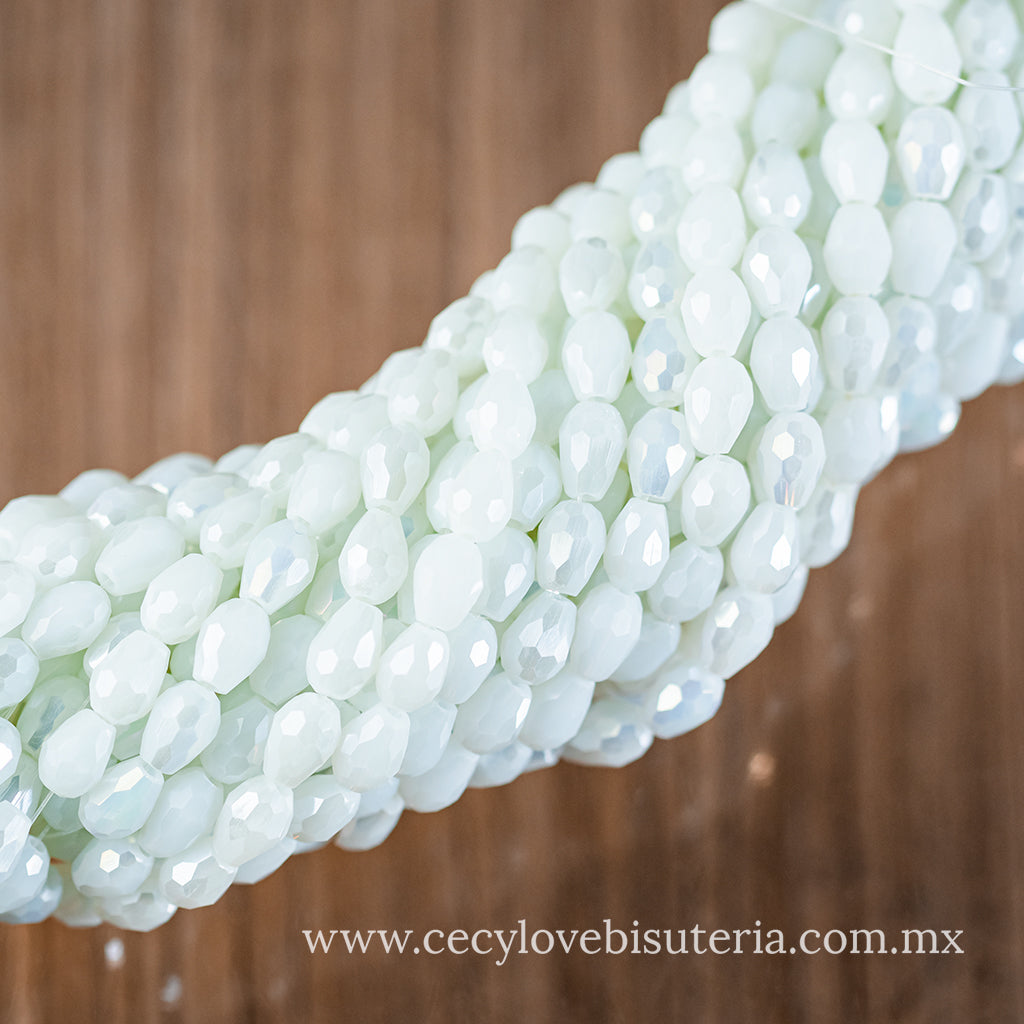 Cristal Gota Blanco Mate 6 x 8 mm