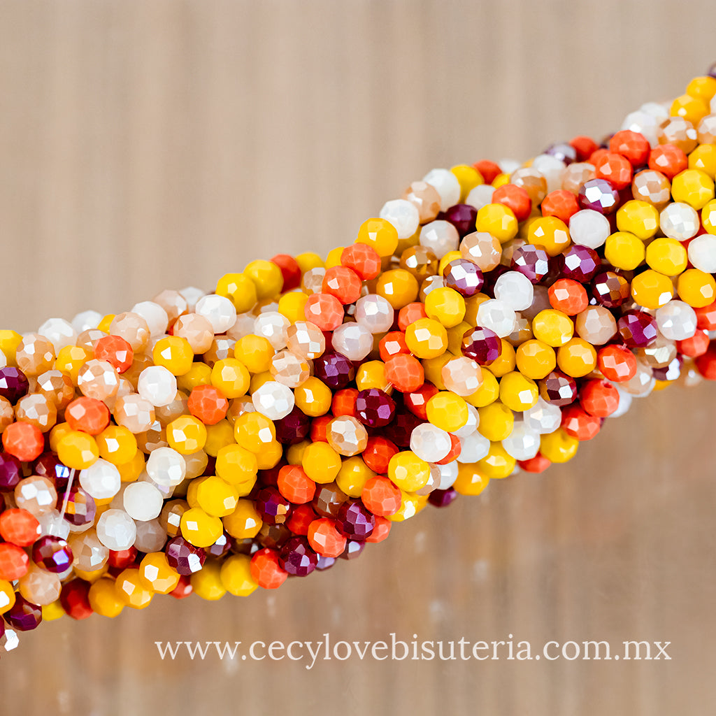 Cristal Rondel Tonos Amarillos 4 mm