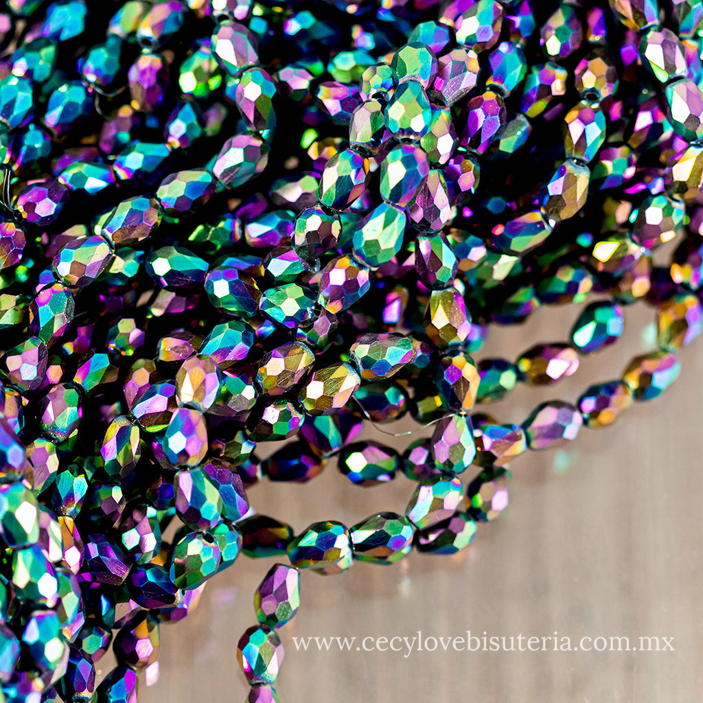 Cristal Gota Multitono 6 x 8 mm