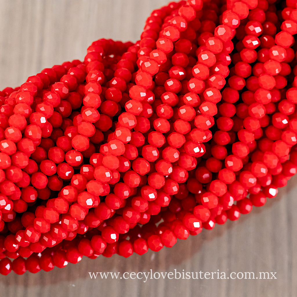 Cristal Rondel Rojo Mate 6 mm