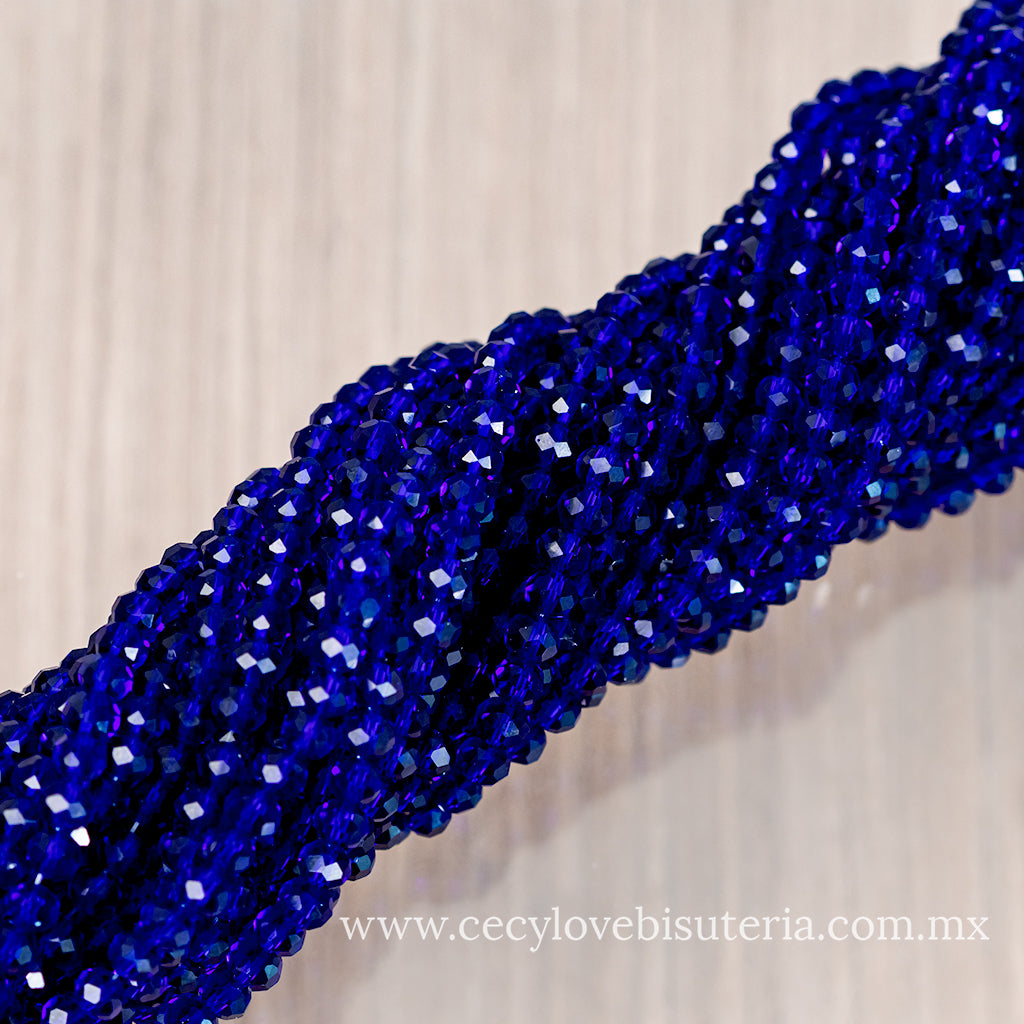 Cristal Rondel Azul Rey Transparente 6 mm