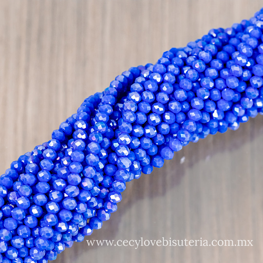 Cristal Rondel Azul Royal 6 mm