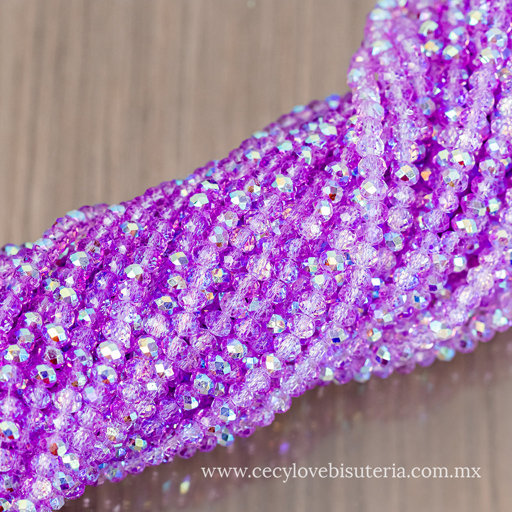 Cristal Rondel Lavanda AB 6 mm