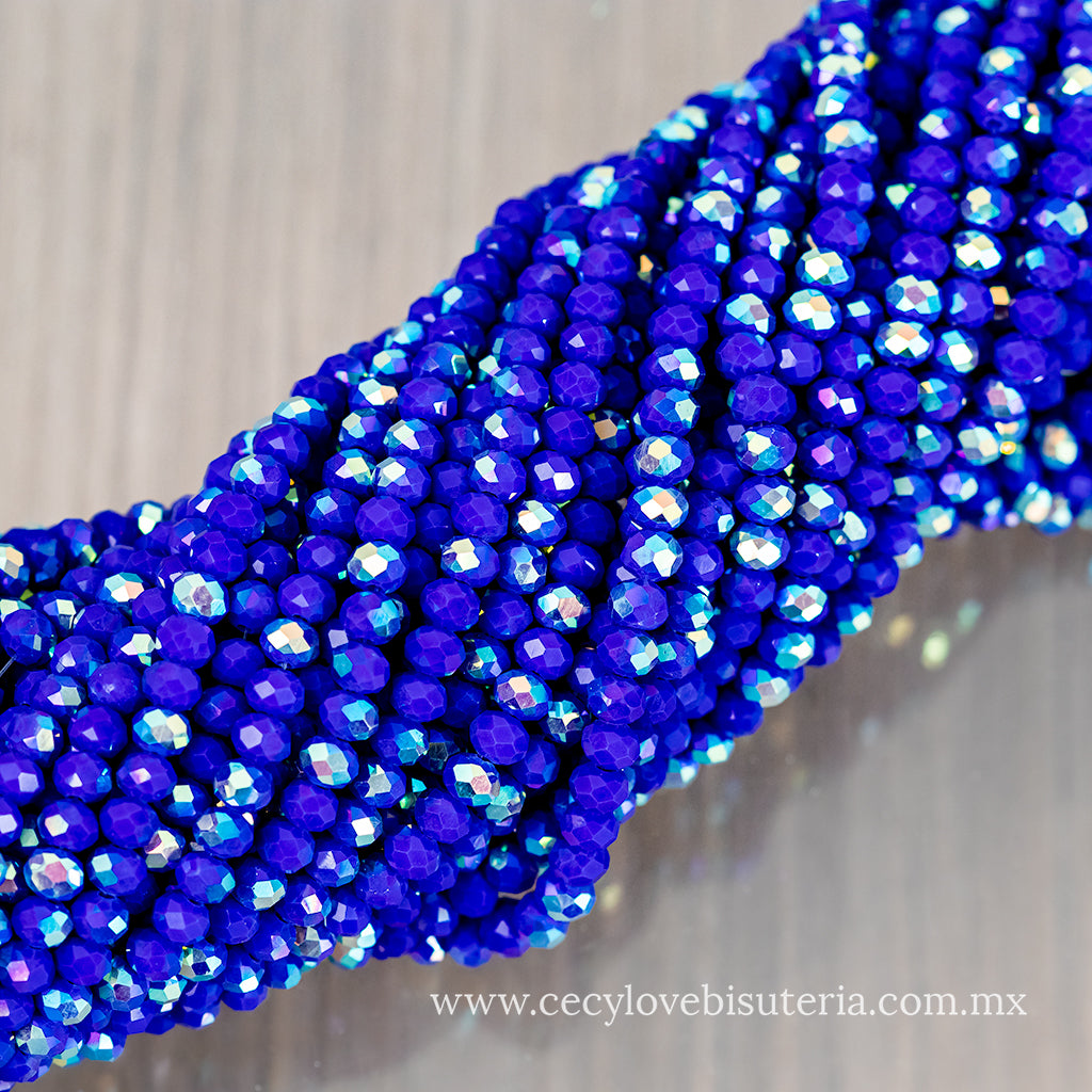 Cristal Rondel Azul Mate AB 6 mm