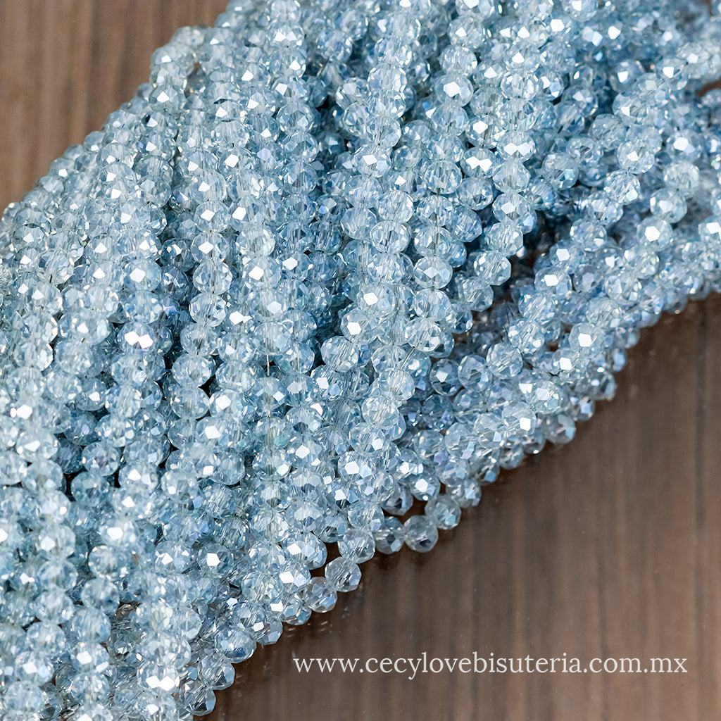 Cristal Rondel Gris Transparente 6 mm