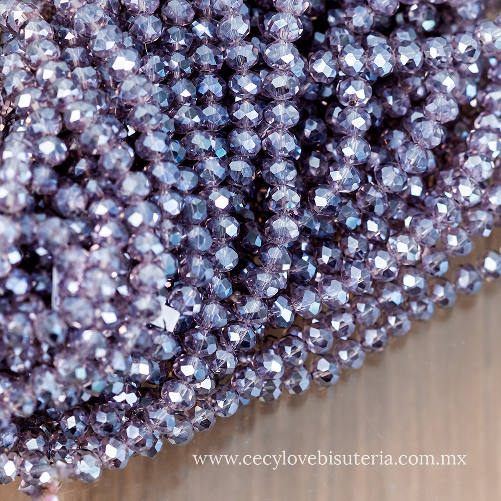 Cristal Rondel Lavanda 8 mm