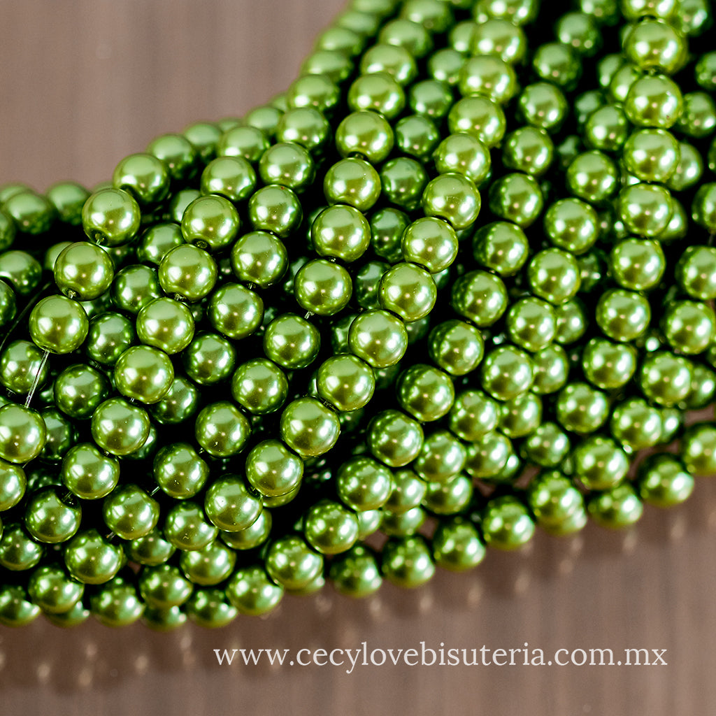 Perla Cristal Verde Olivo 8 mm