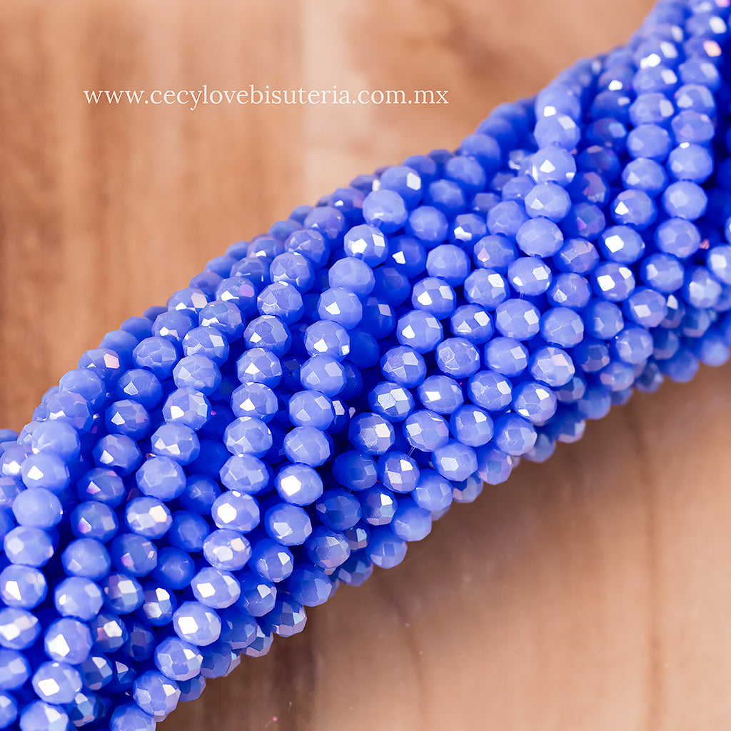 Cristal Rondel Azul Royal 6 mm