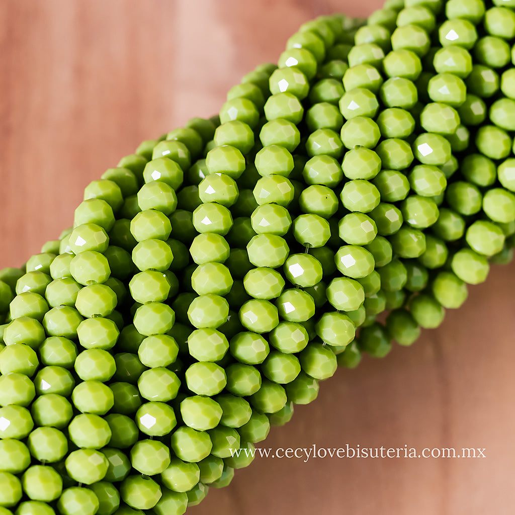 Cristal Rondel Verde Pistacho 6 mm