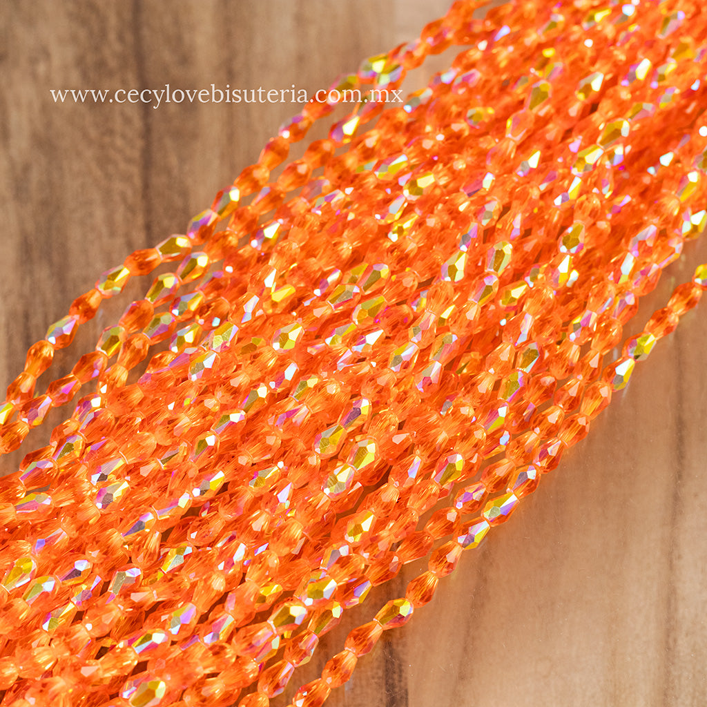Gota Cristal Naranja Transparente AB 4 x 6 mm