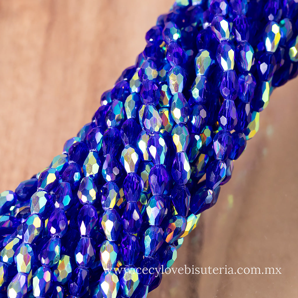 Gota Cristal Azul Mate AB 4 x 6 mm
