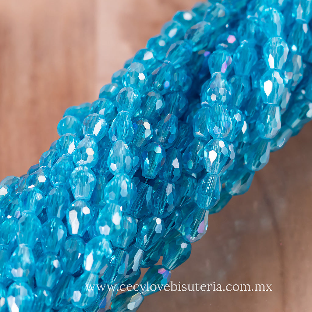 Gota Cristal Celeste Transparente 6 x 8 mm