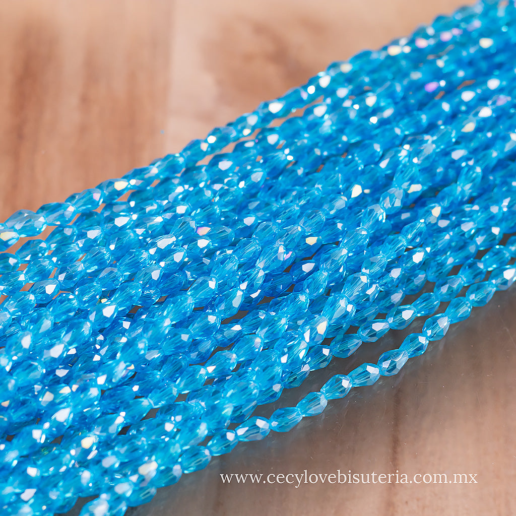 Gota Cristal Celeste Transparente 4 x 6 mm