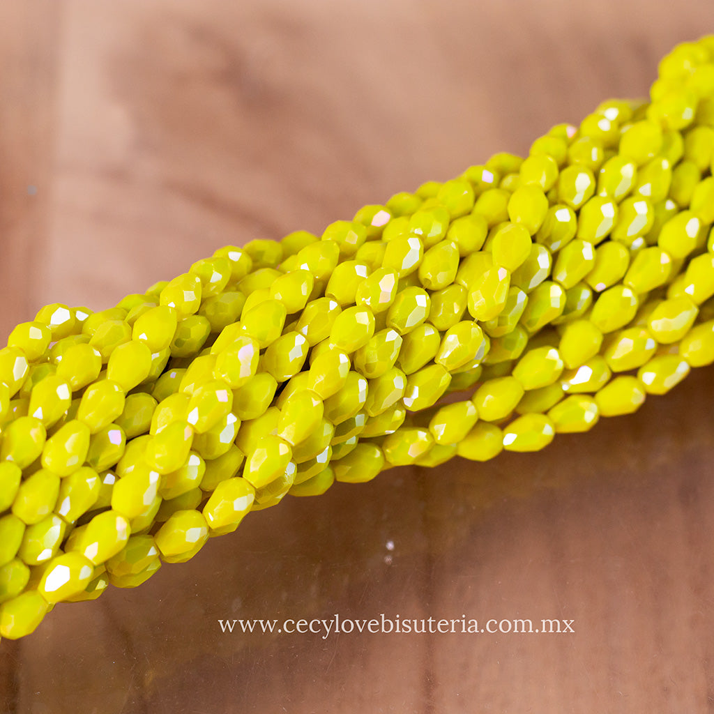 Gota Cristal Amarillo Mate 4 x 6 mm