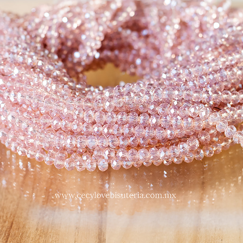 Cristal Rondel Rosa Palo 6 mm