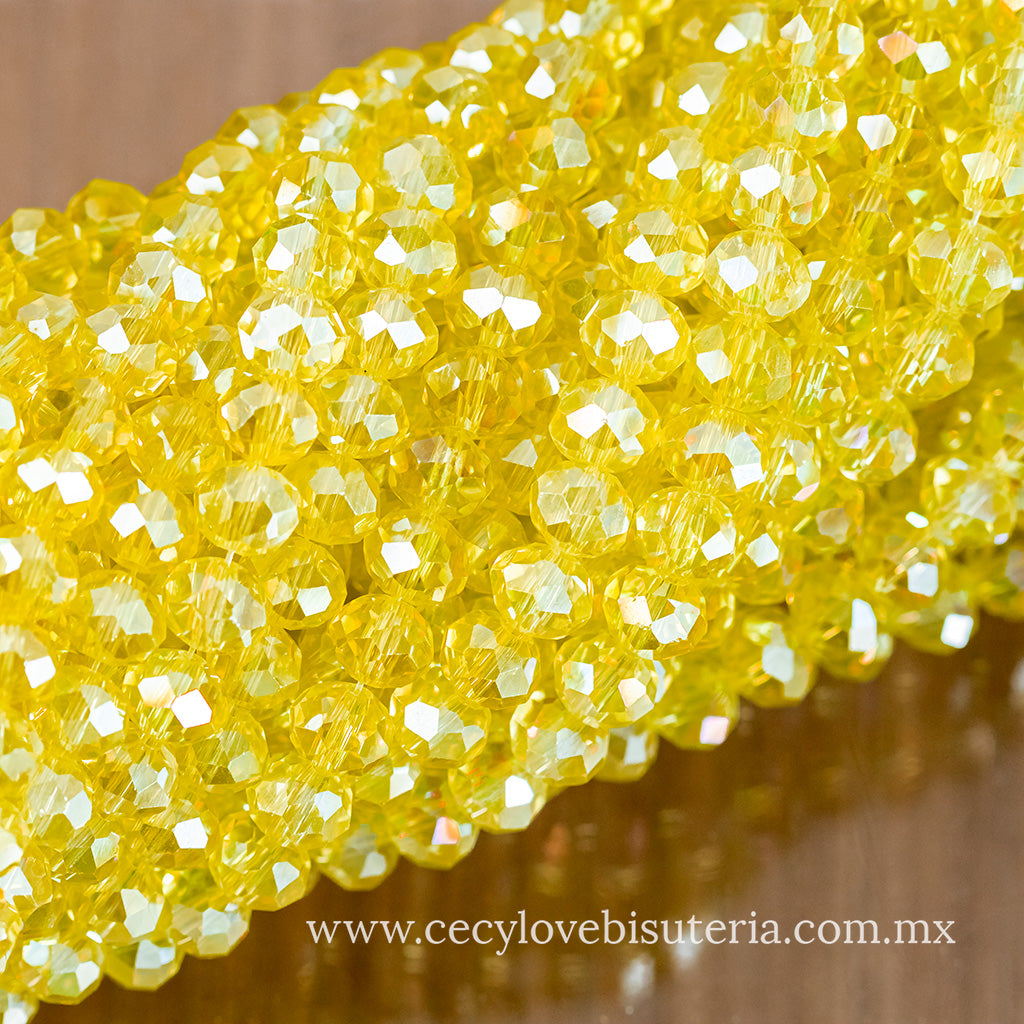 Cristal Rondel Amarillo Transparente 8 mm
