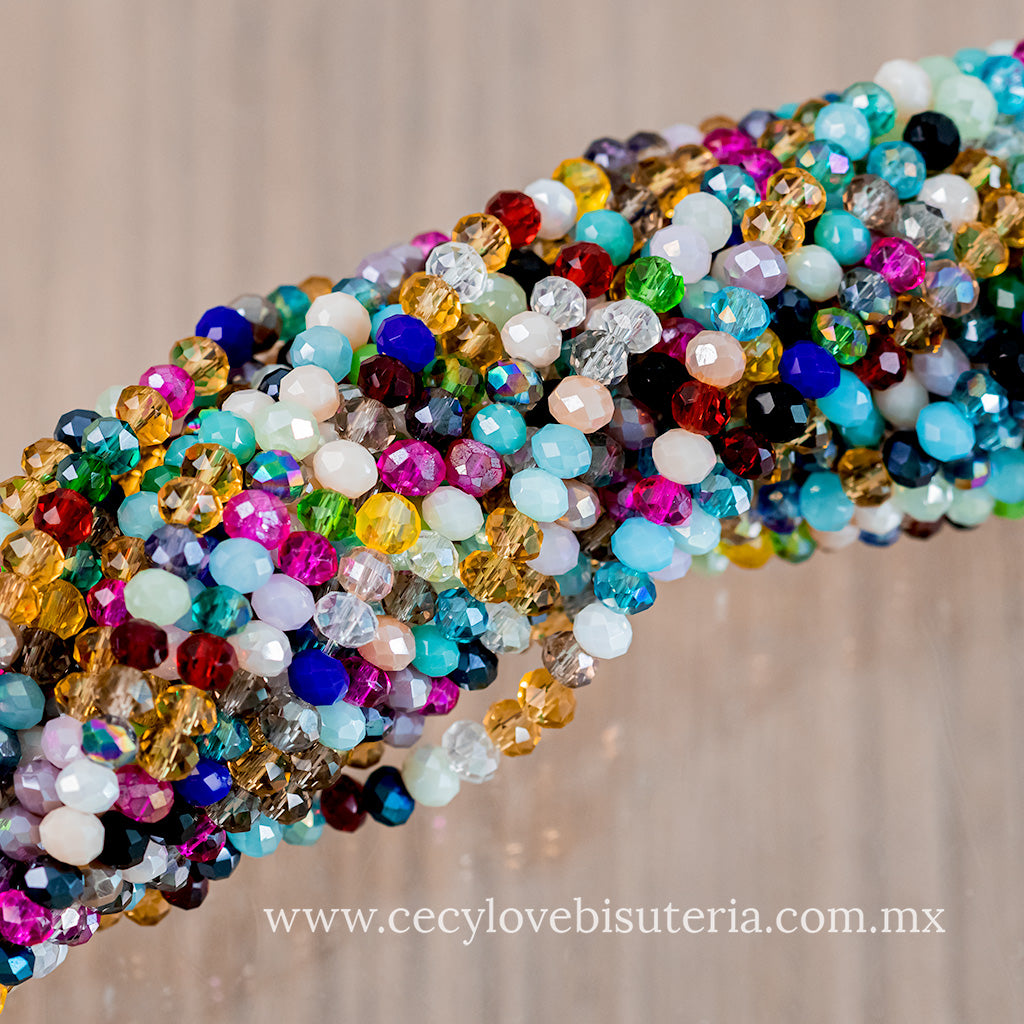 Cristal Rondel Colores Variados 4 mm