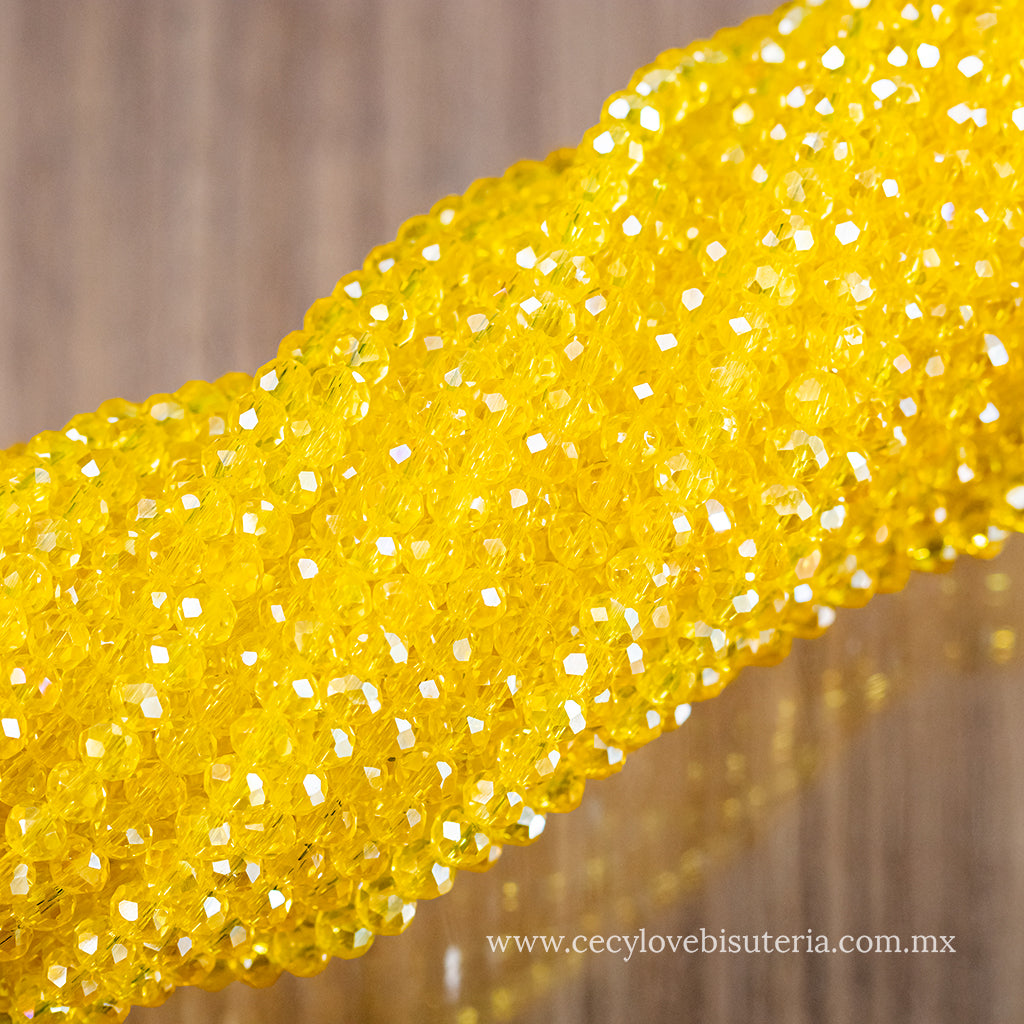 Cristal Rondel Amarillo Transparente 4 mm