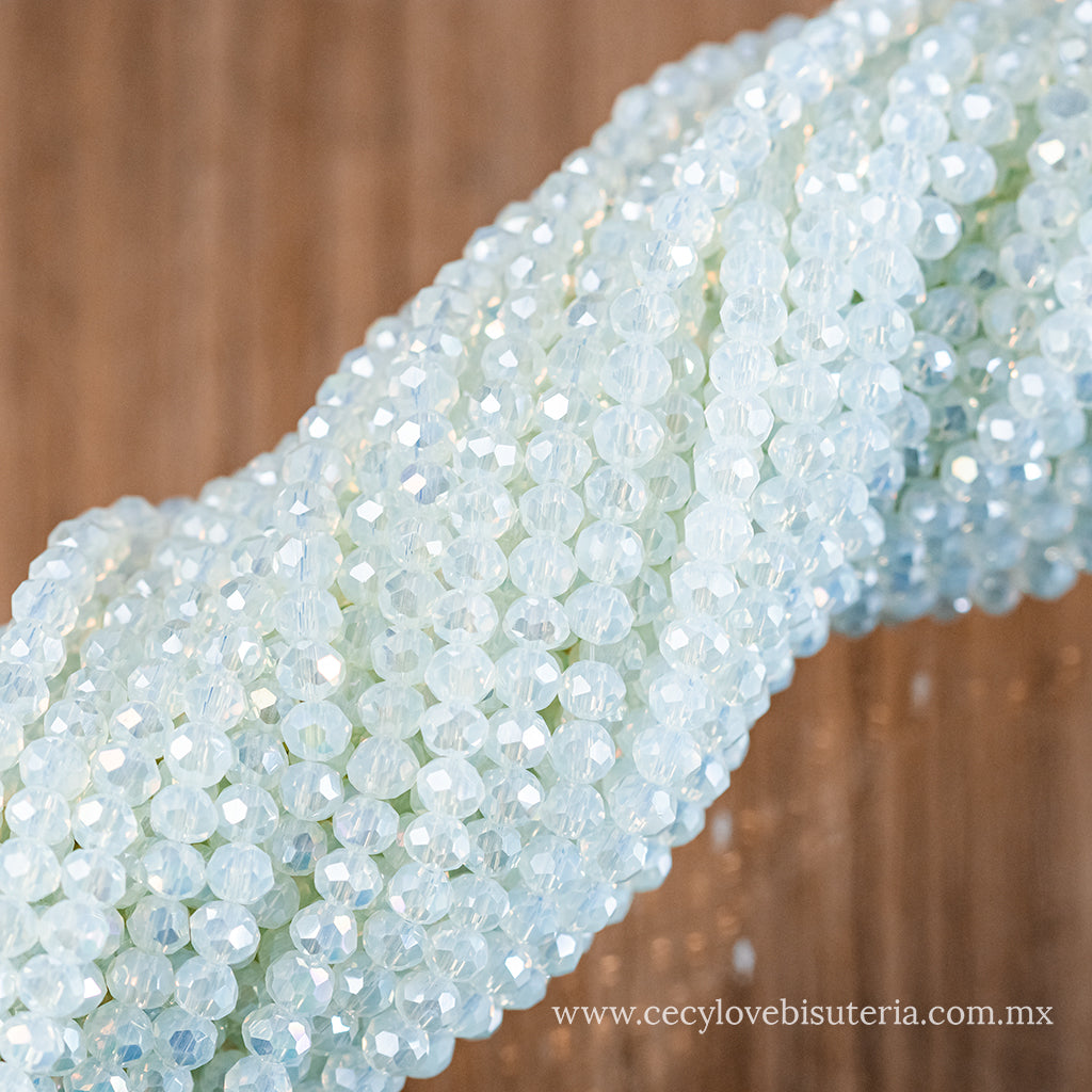 Cristal Rondel Blanco Transparente 4 mm