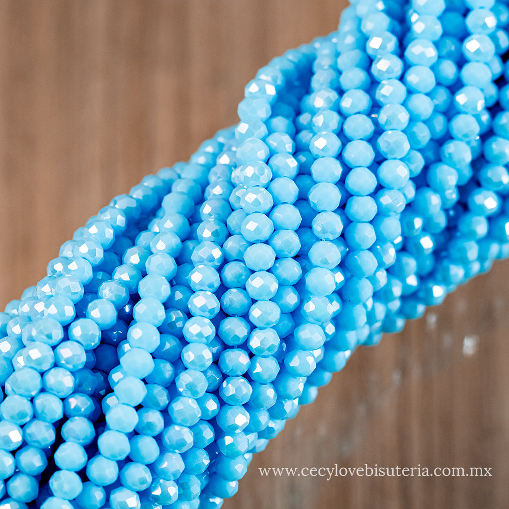 Cristal Rondel Celeste Mate 4 mm