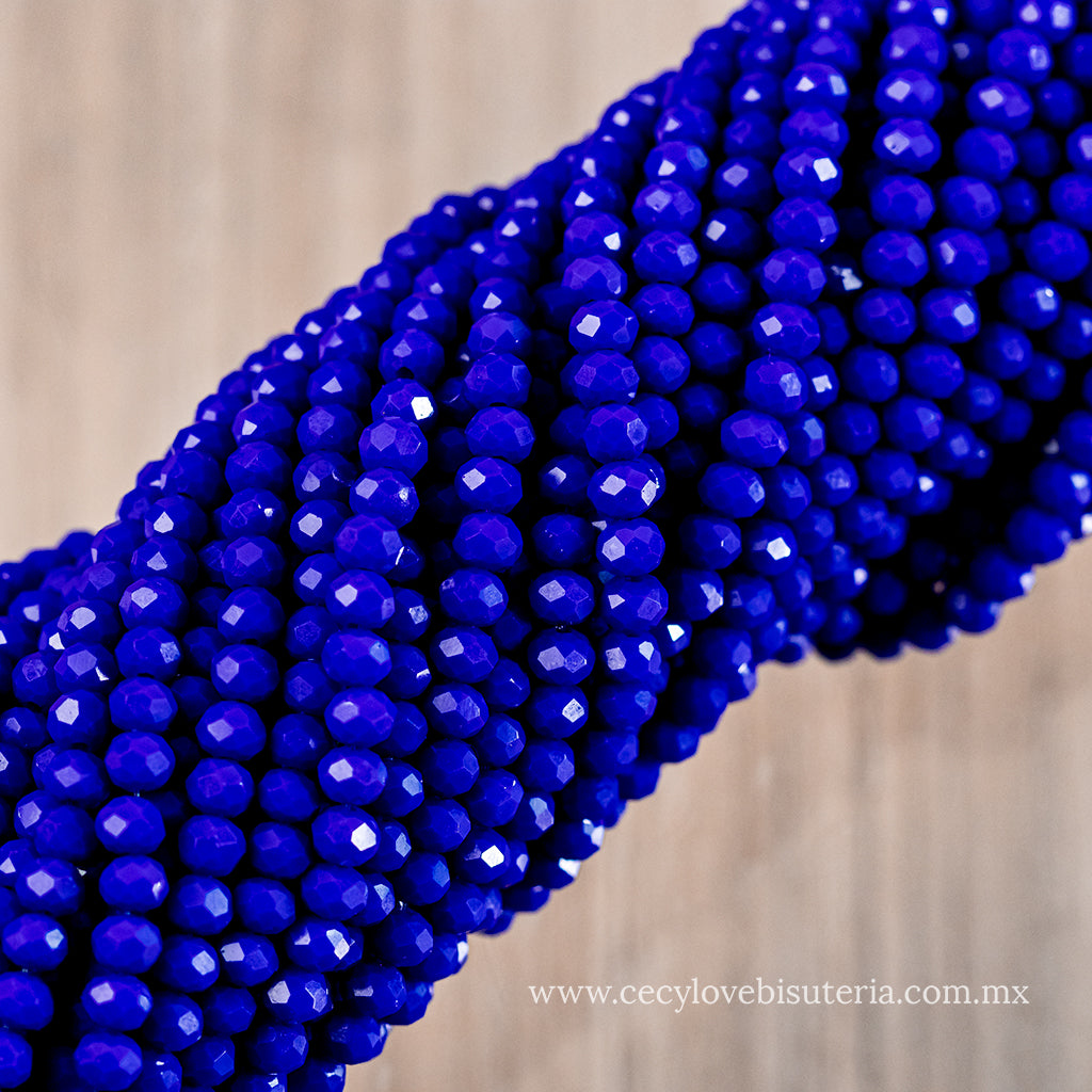 Cristal Rondel Azul Rey Mate 4 mm