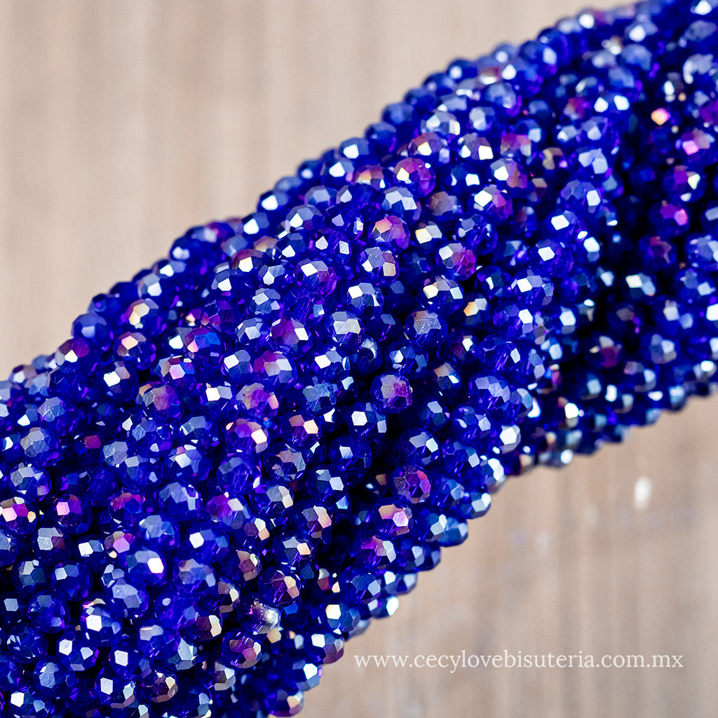 Cristal Rondel Azul Rey Transparente AB 4 mm