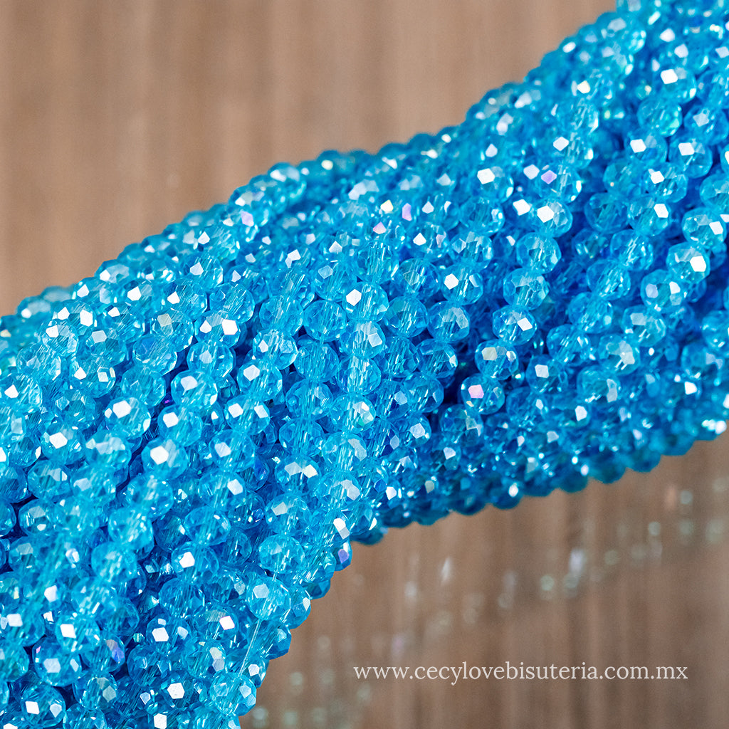 Cristal Rondel Celeste Transparente 4 mm