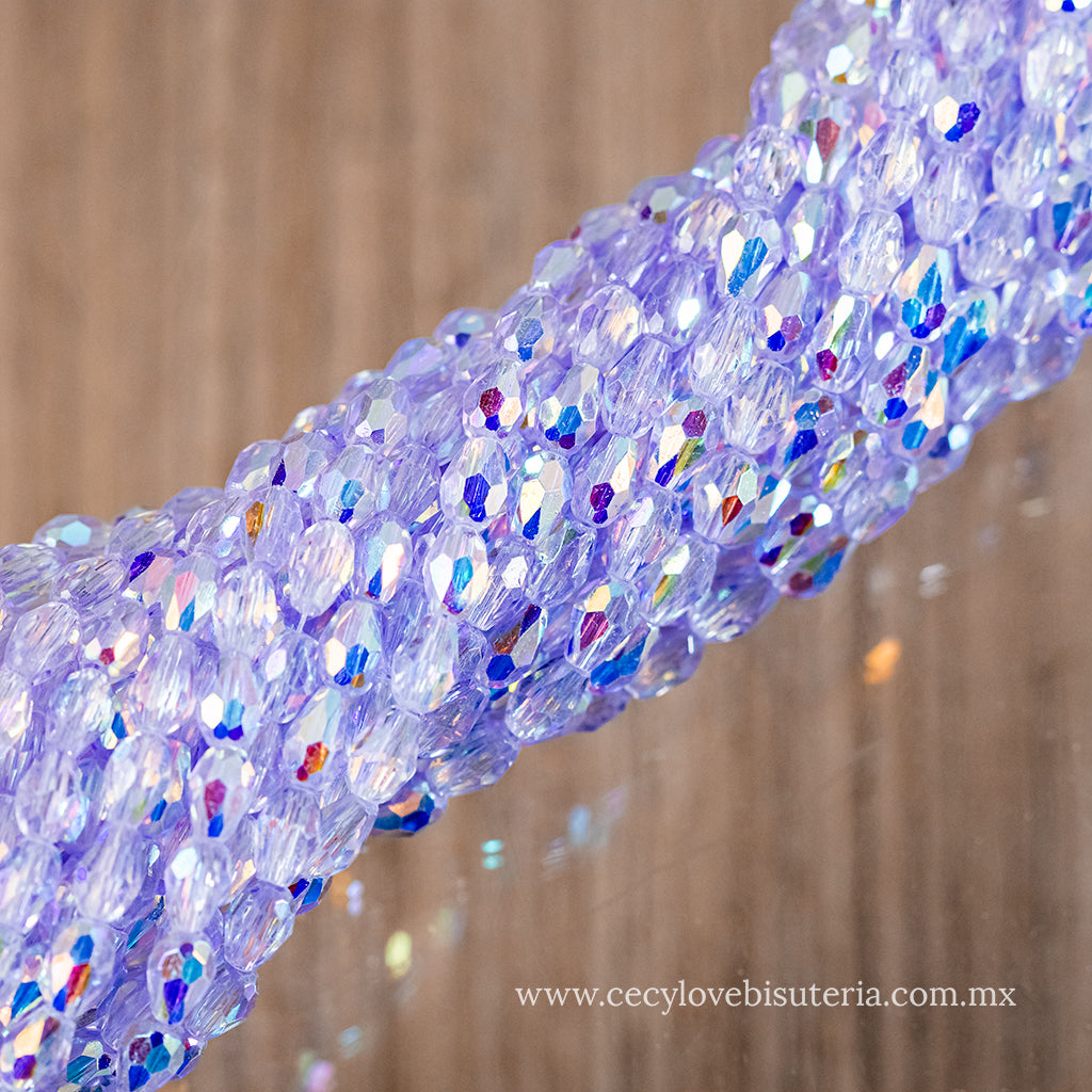 Cristal Gota Lavanda Transparente AB 4 x 6 mm