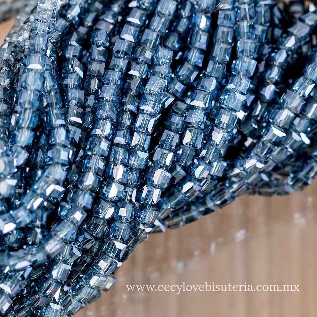 Cristal Cubo Azul Transparente 4 mm