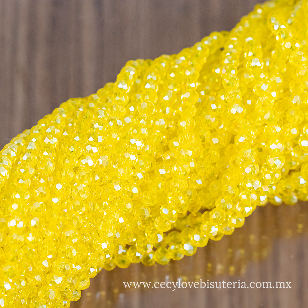 Cristal Rondel Amarillo Transparente 4 mm