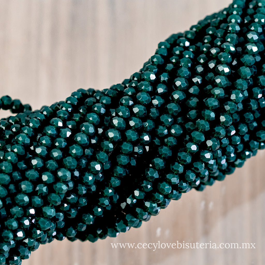 Cristal Rondel Verde Militar 4 mm