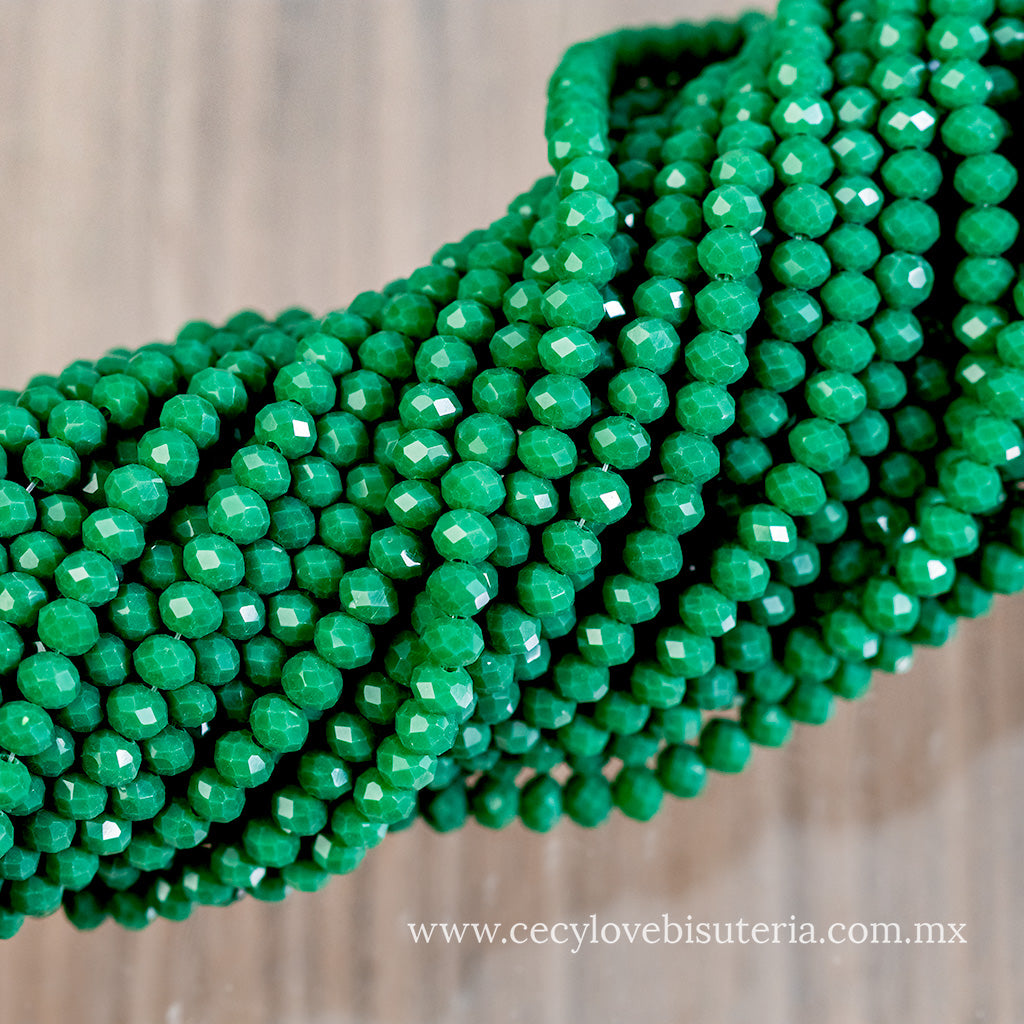 Cristal Rondel Verde Jade 4 mm