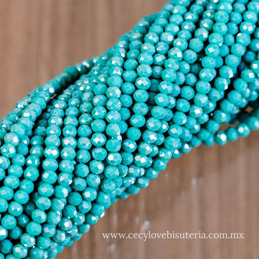Cristal Rondel Aqua 4 mm