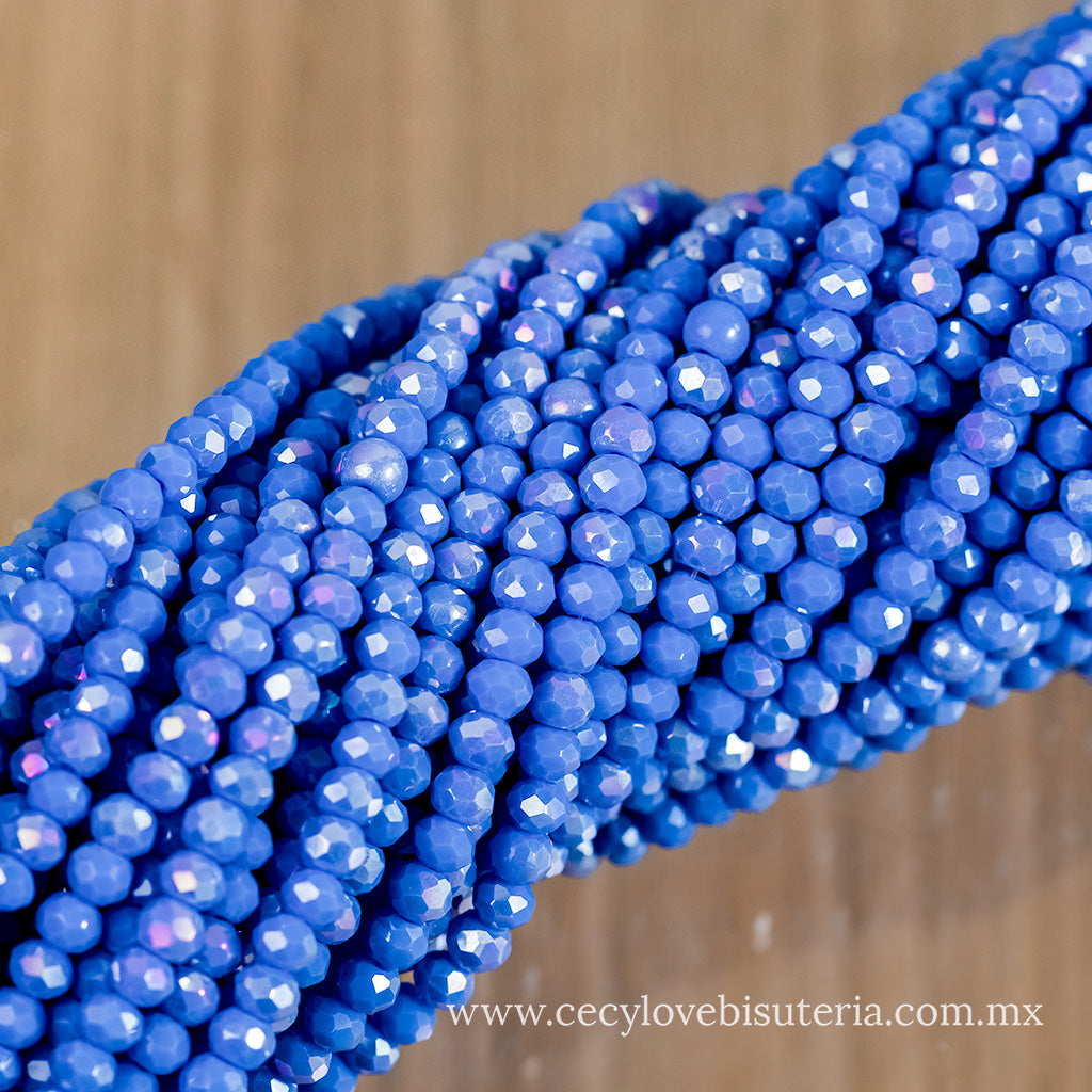 Cristal Rondel Azul Royal 4 mm