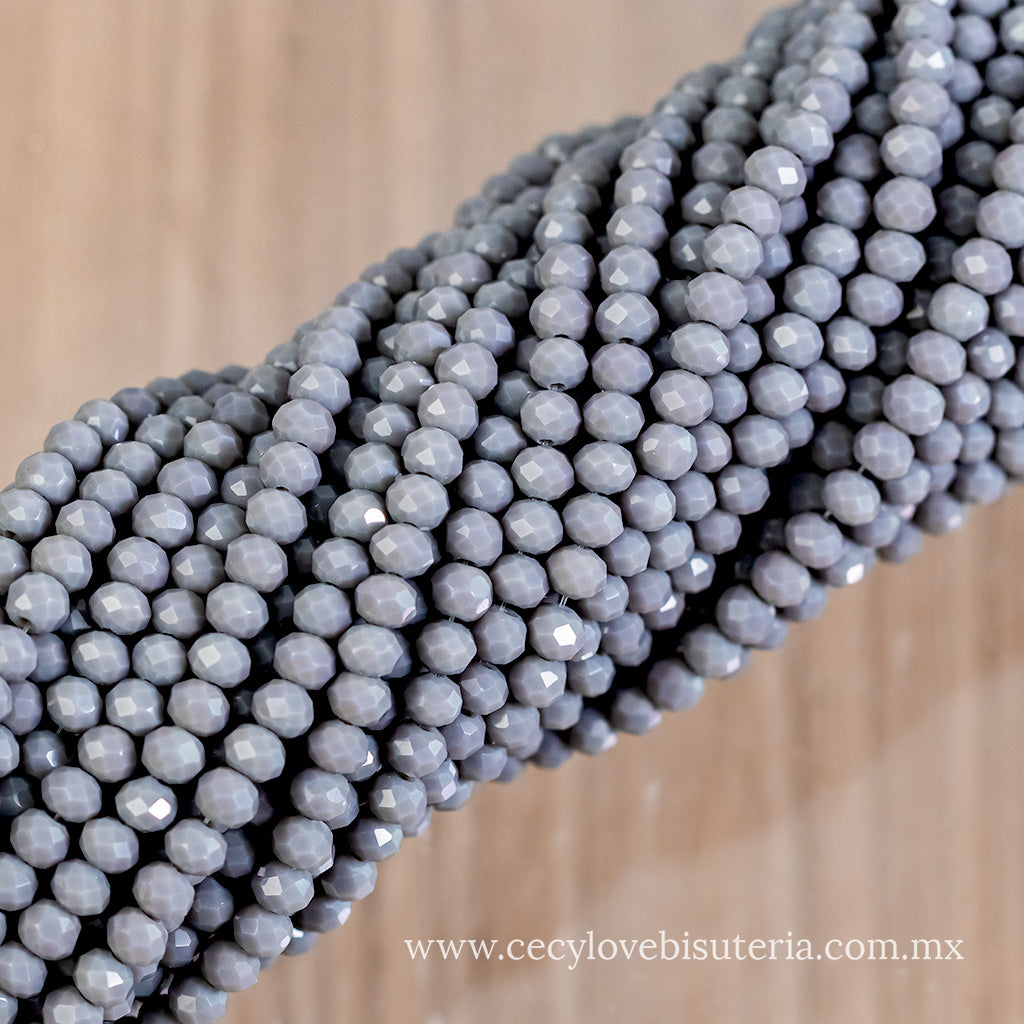 Cristal Rondel Gris Oscuro 4 mm