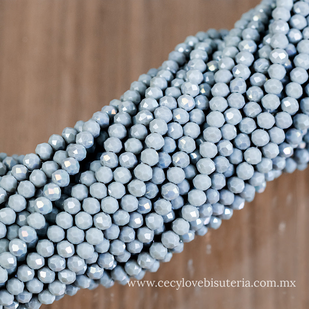 Cristal Rondel Gris 4 mm