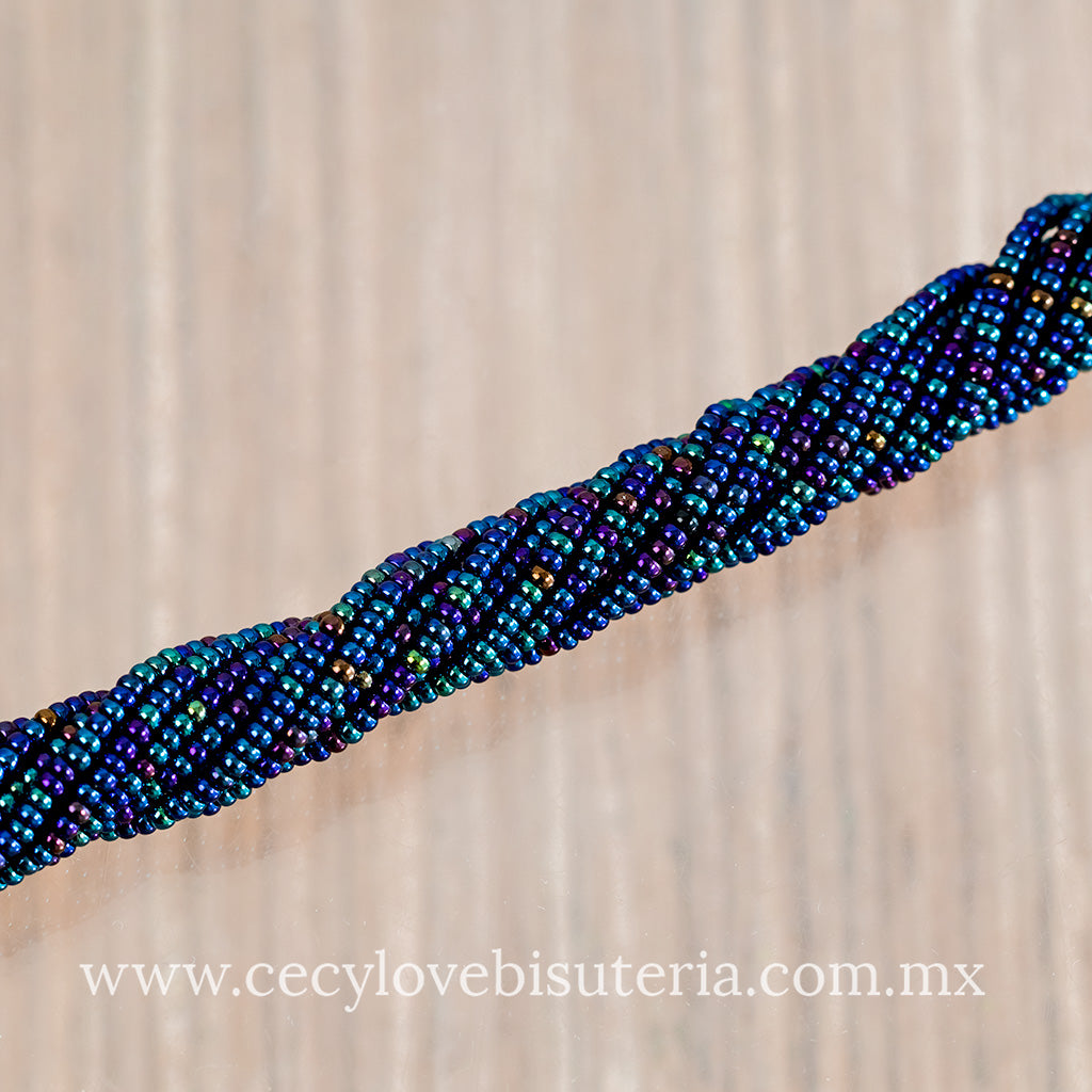 Chaquira Calibrada Azul Multitono 11/0