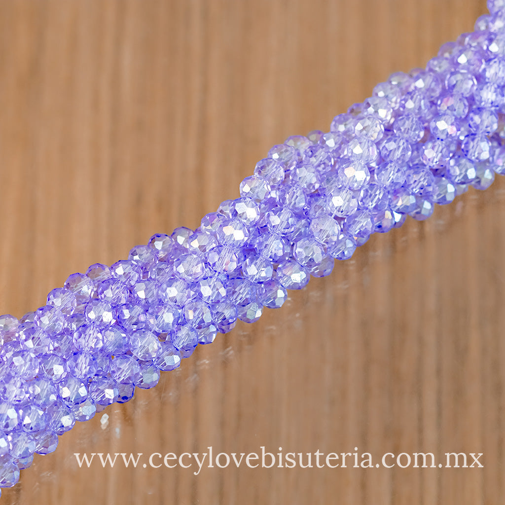 Cristal Rondel Lavanda 6 mm