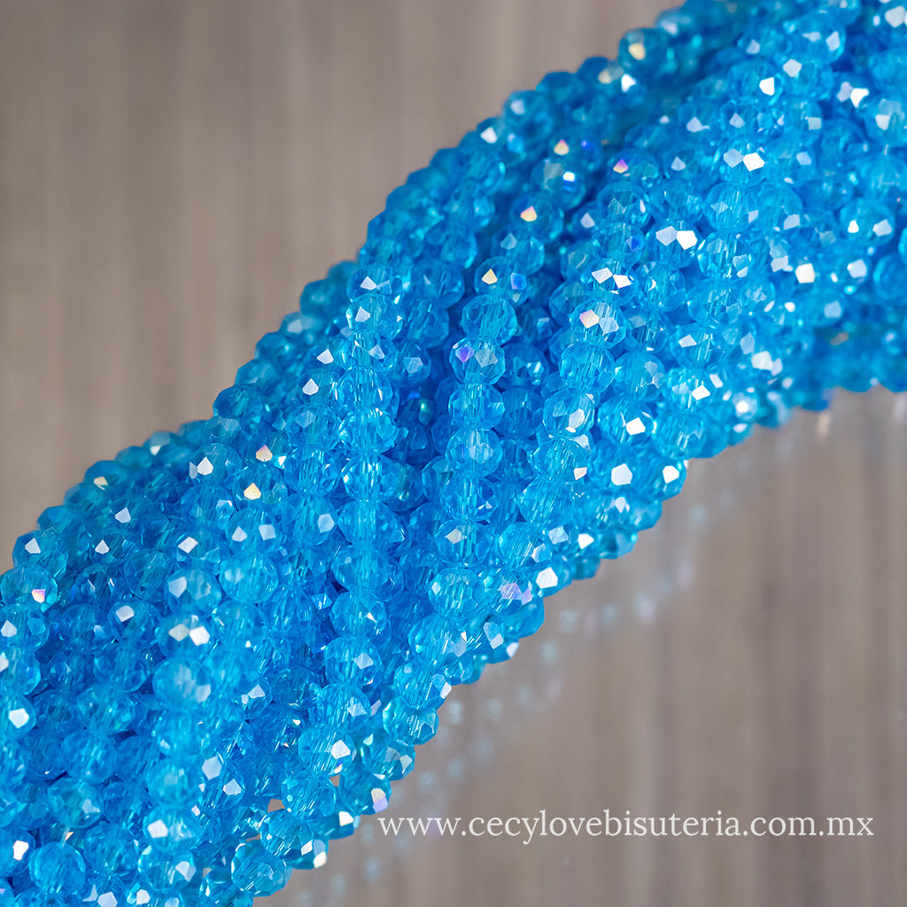 Cristal Rondel Azul Celeste 4 mm