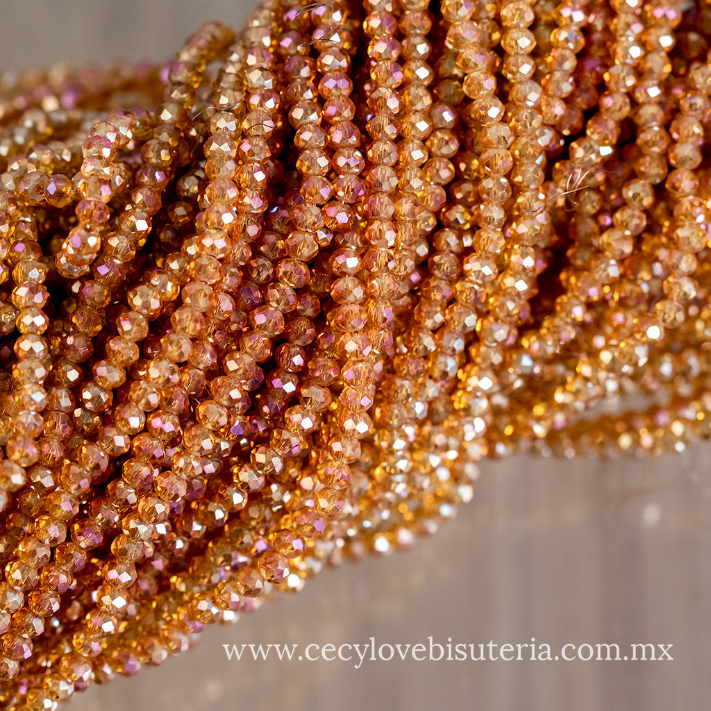 Cristal Rondel Cobrizo 2 mm