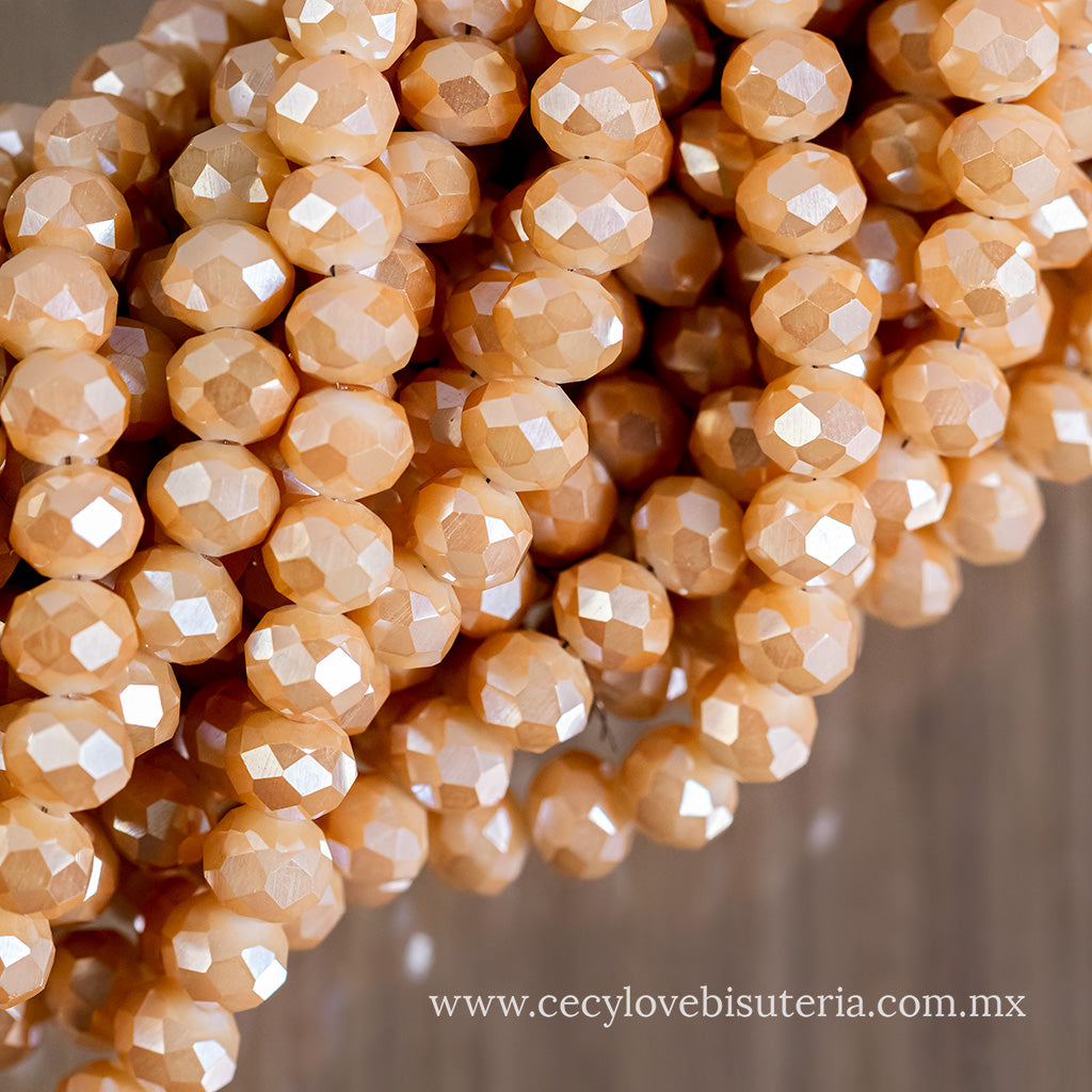 Cristal Rondel Capuccino 8 mm