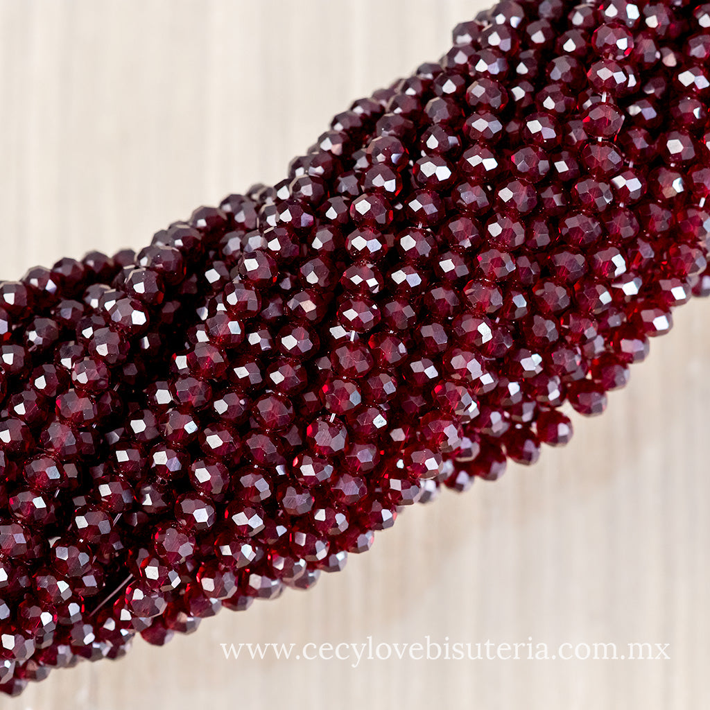 Cristal Rondel Vino 6 mm