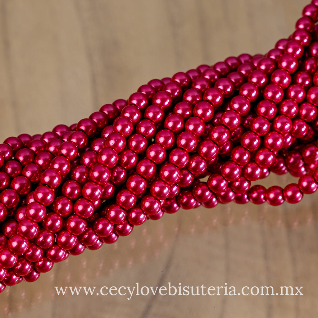 Perla Cristal Rojo 6 mm