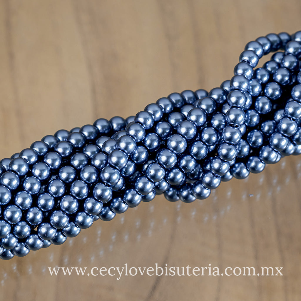 Perla Cristal Azul Zafiro 6 mm