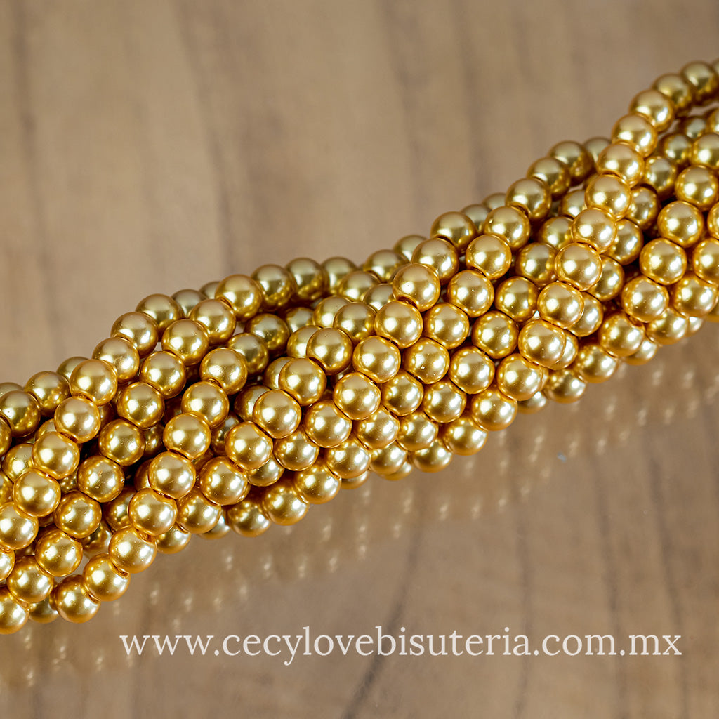 Perla Cristal Dorado 6 mm