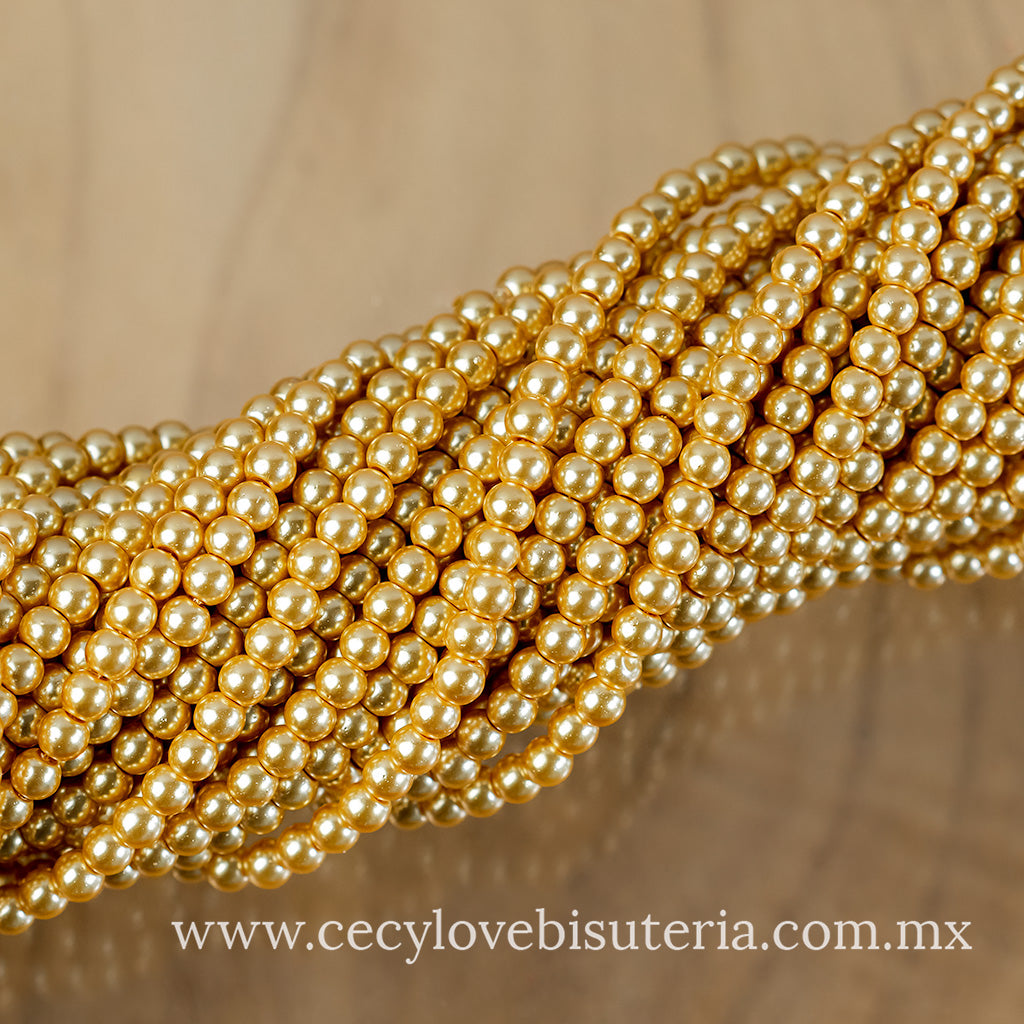 Perla Cristal Dorado 4 mm