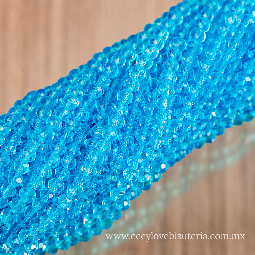 Cristal Rondel Celeste Transparente 4 mm