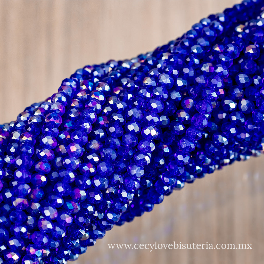 Cristal Rondel Azul Rey AB 4 mm